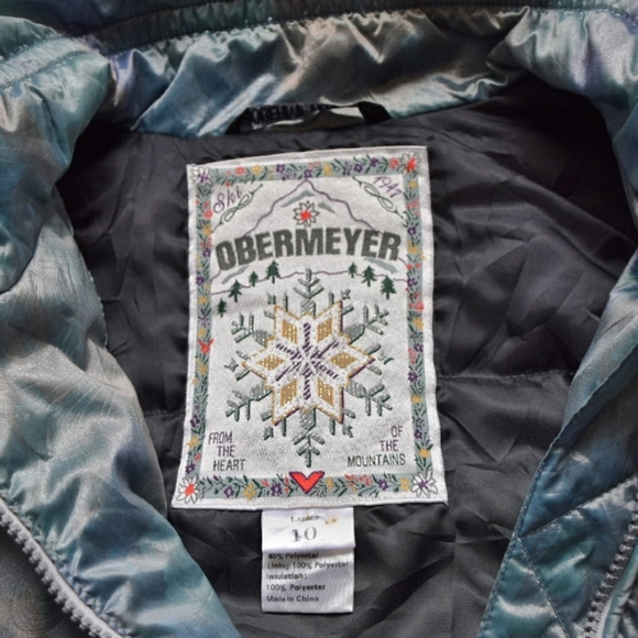 Vintage 80s Obermeyer Belted Cinch Waist Pearlescent Pastel Ski Jacket - Picture 5 of 6